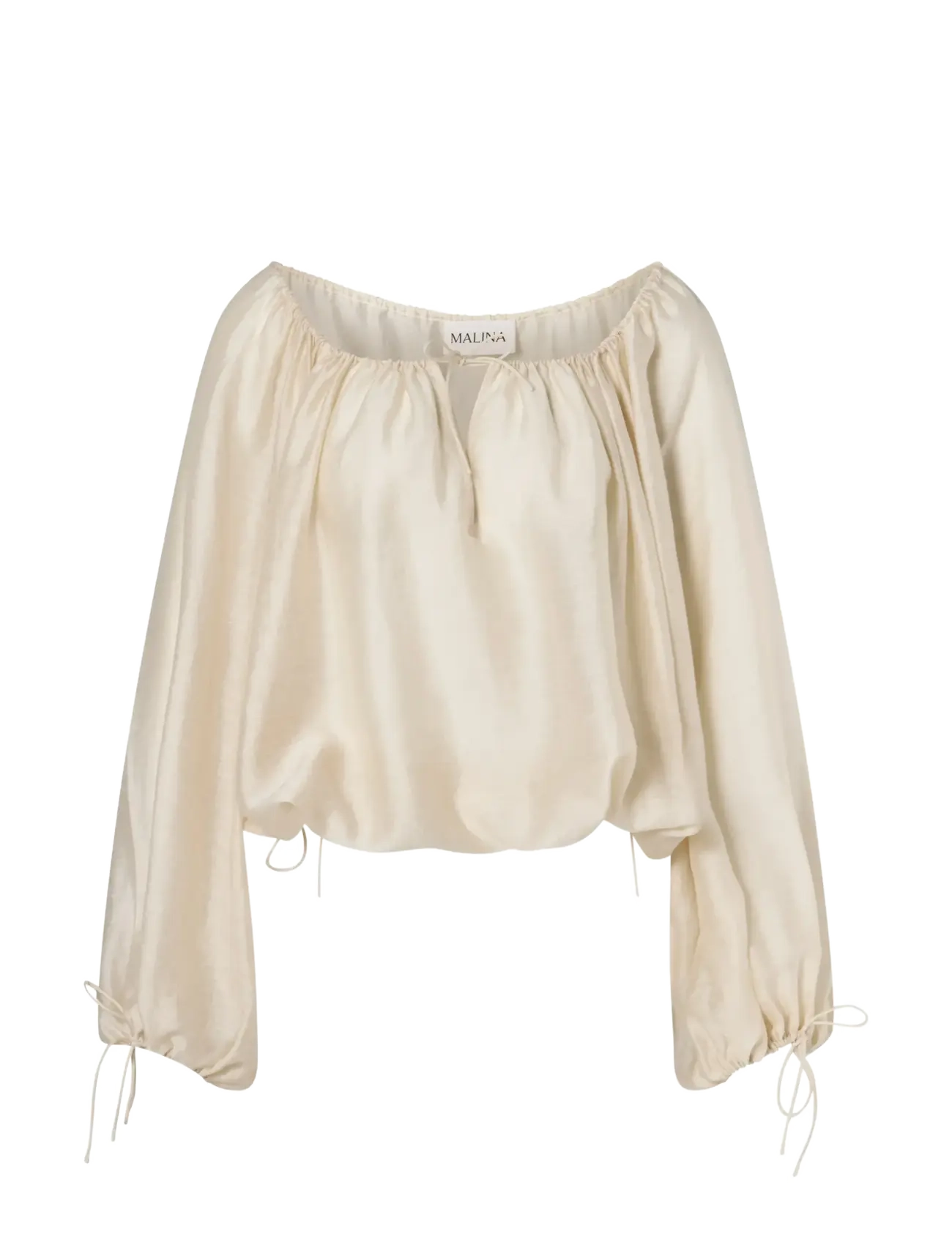 Malina Julianna Drawstring Detailed Blouse - Kontoririided - PEARL / cream