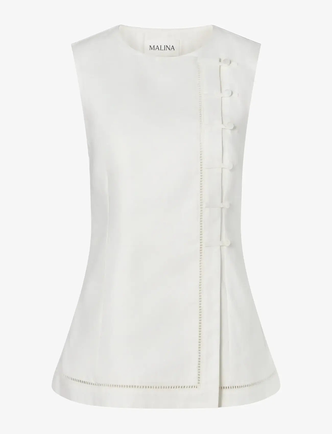 Malina - Arwen Button Detailed Vest - sleeveless tops - white - 1