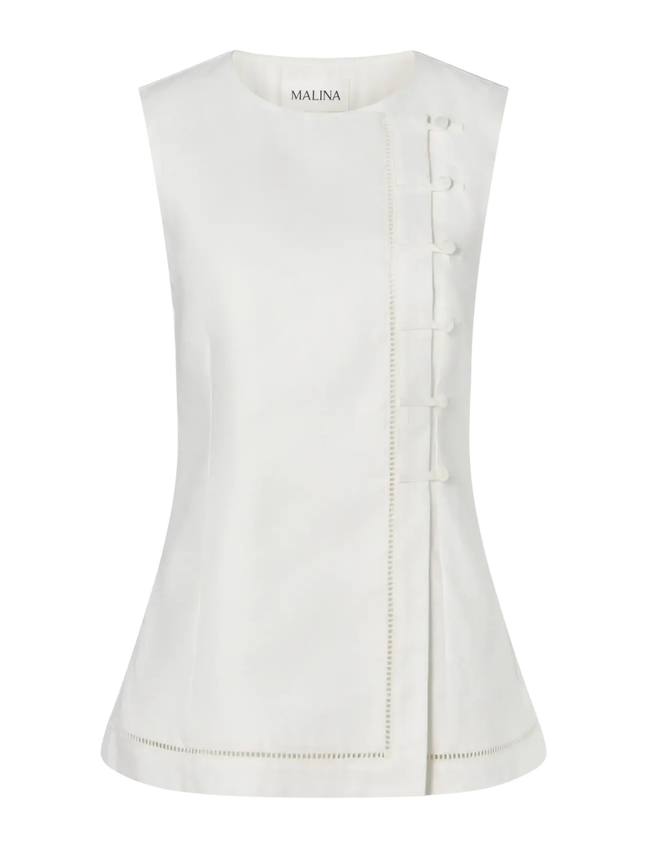Malina - Arwen Button Detailed Vest - sleeveless tops - white - 1