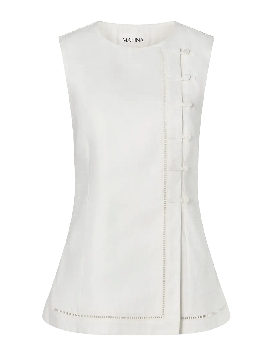 Malina - Arwen Button Detailed Vest - sleeveless tops - white - 1