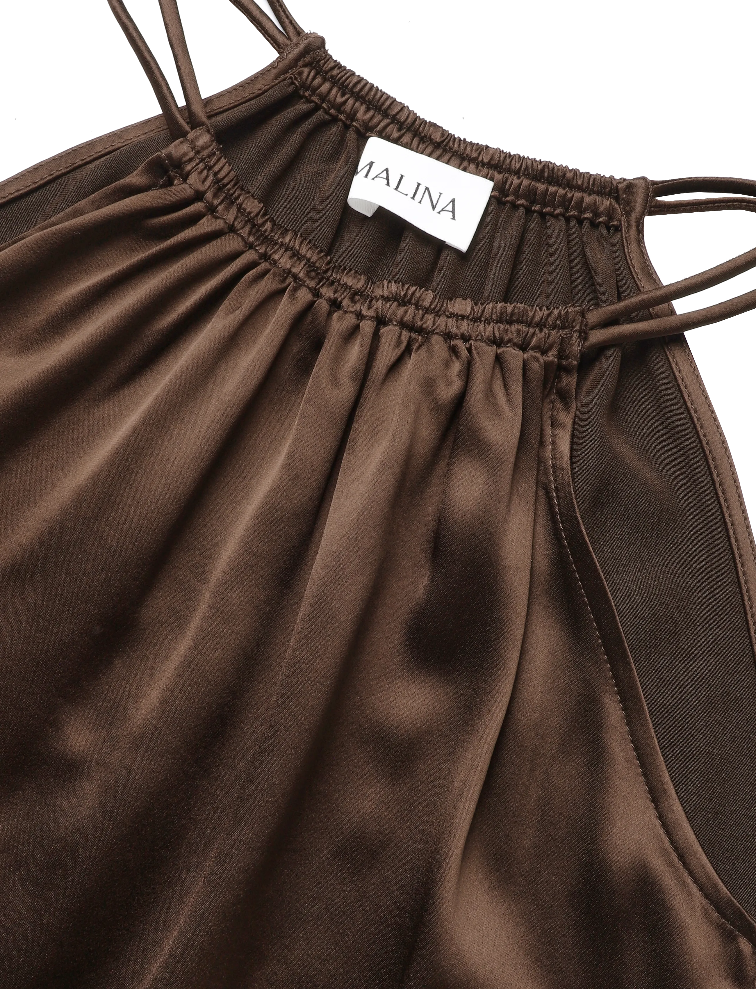 Malina - Madina Asymmetric Lace Hem Top - tanktops - dark brown - 5