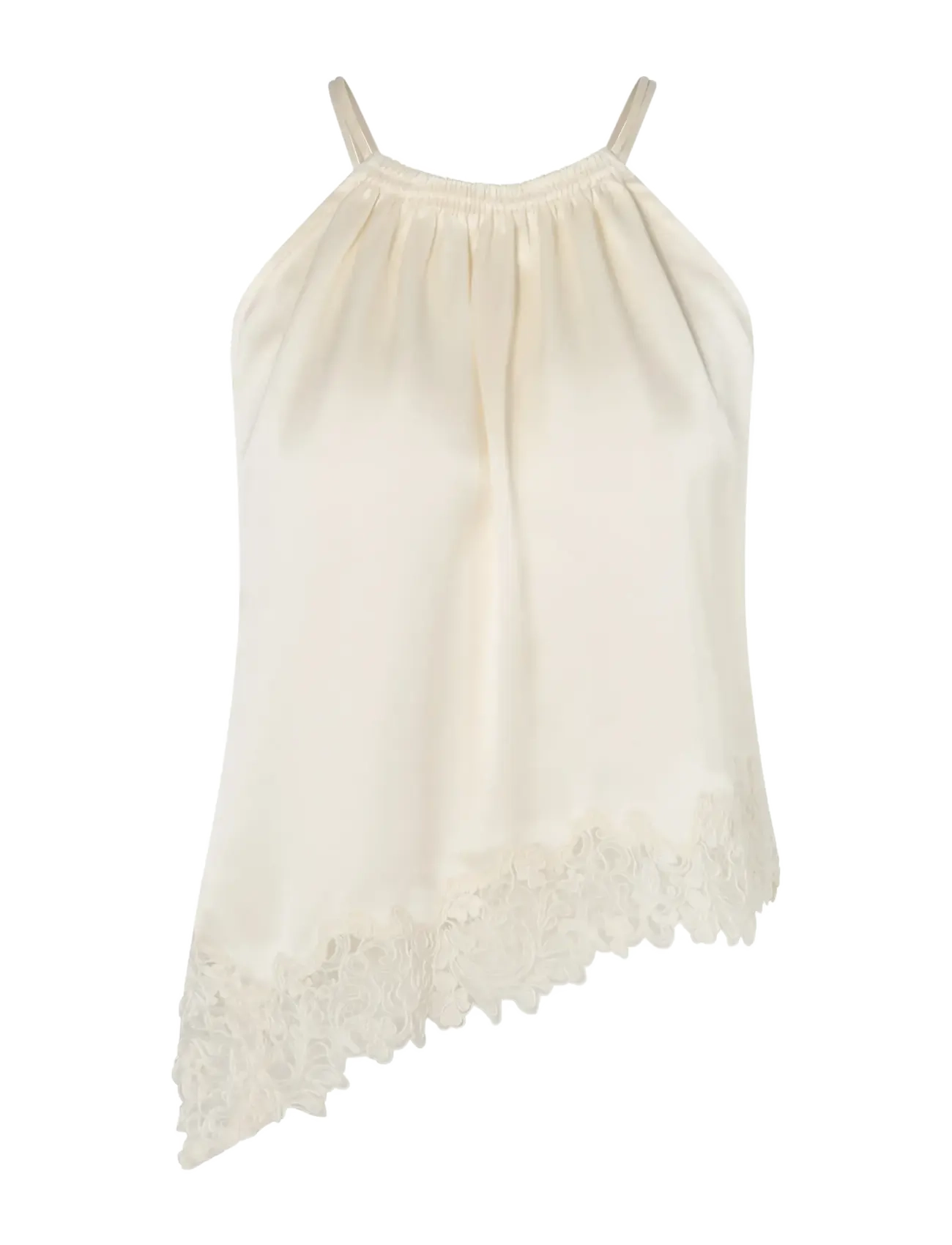 Malina Madina Asymmetric Lace Hem Top - Kläder - PEARL / cream