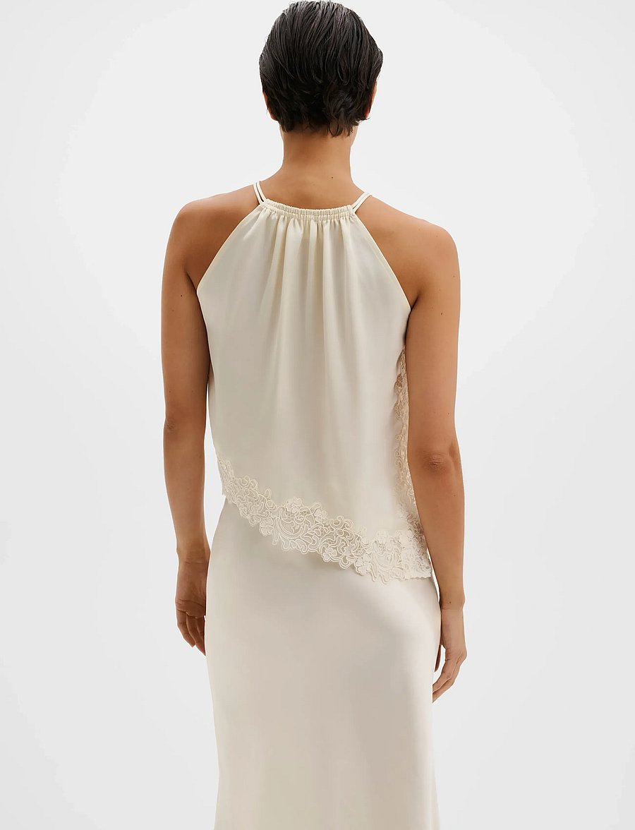 Malina - Madina Asymmetric Lace Hem Top - Ärmellose tops - pearl - 3