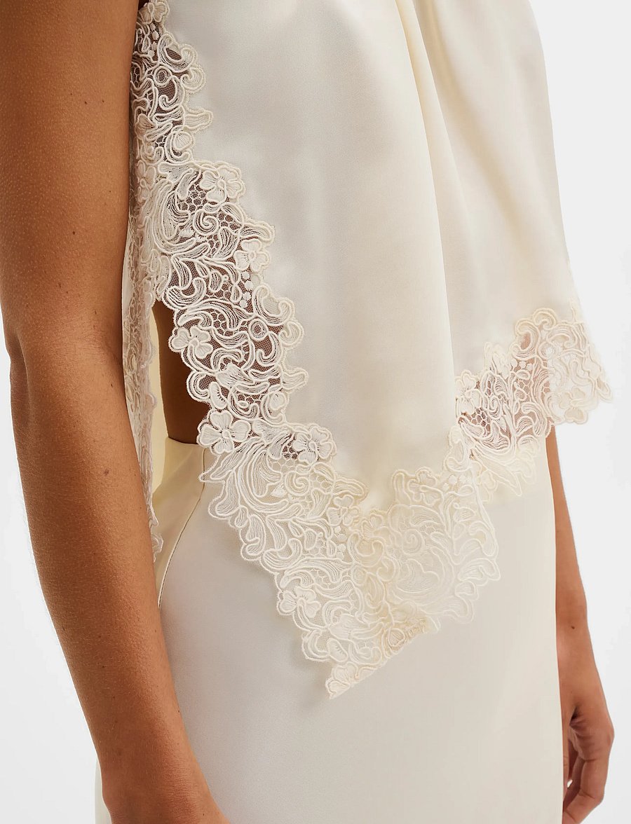 Malina - Madina Asymmetric Lace Hem Top - Ärmellose tops - pearl - 4