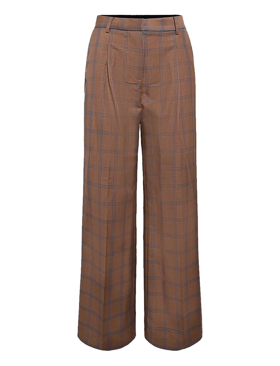 Malina - Nisa Mid Rise Suit Pants - anzugshosen - camel checks - 1