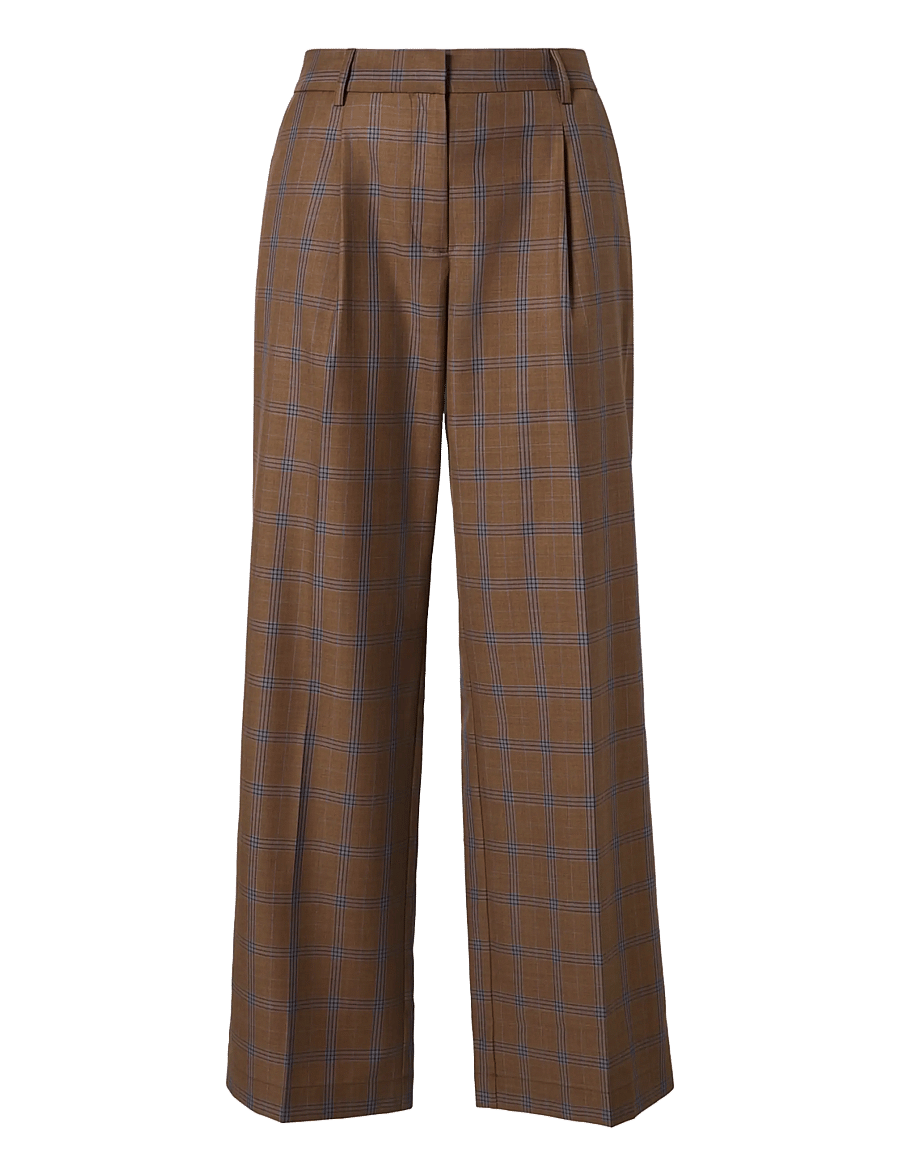 Malina - Nisa Mid Rise Suit Pants - anzugshosen - camel checks - 1