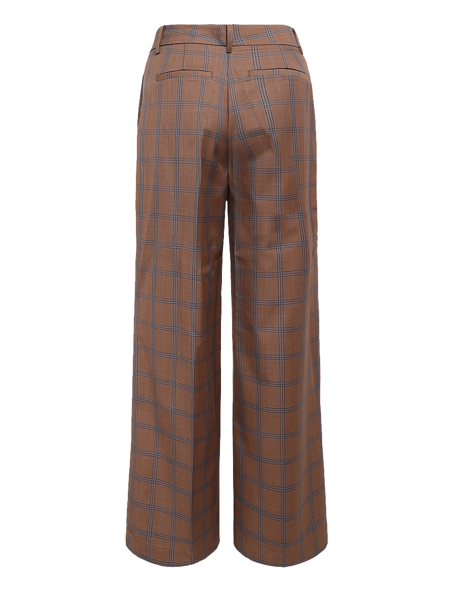 Malina - Nisa Mid Rise Suit Pants - anzugshosen - camel checks - 2