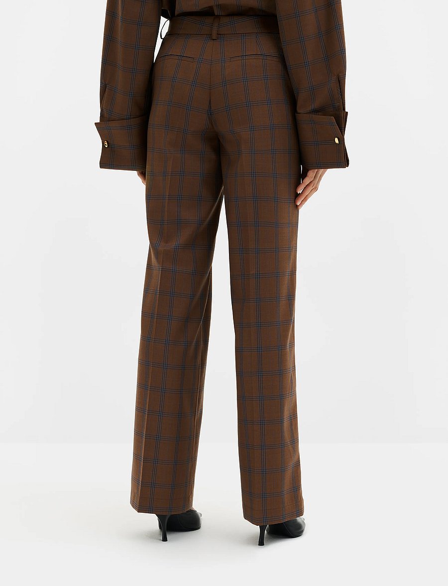 Malina - Nisa Mid Rise Suit Pants - anzugshosen - camel checks - 2