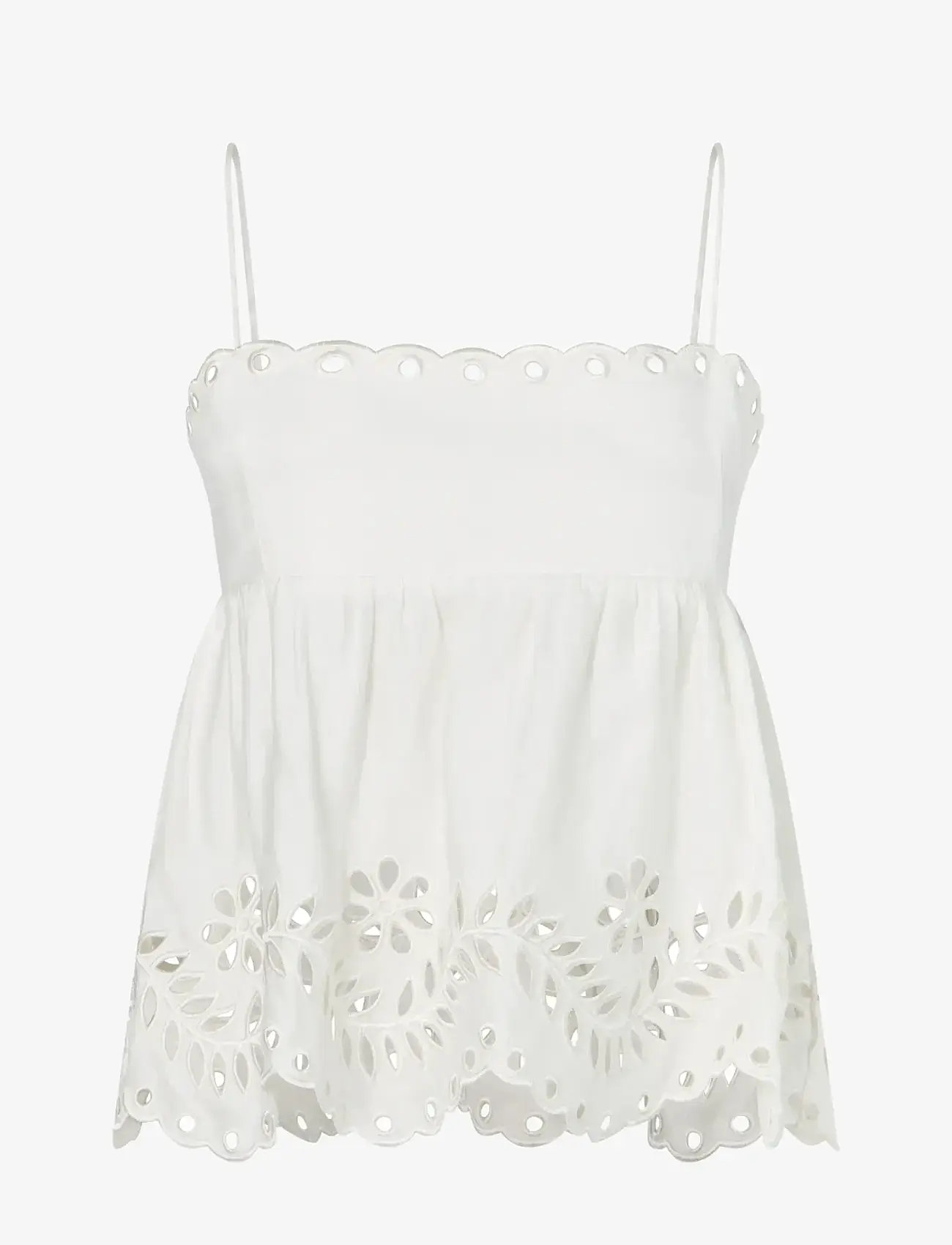 Malina - Carrie Broderie Anglaise Top - Ärmellose tops - white - 1