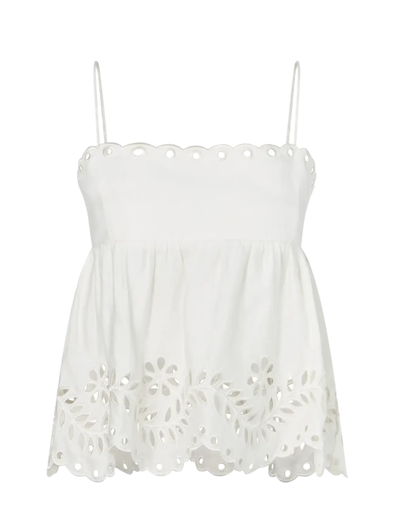 Malina Carrie Broderie Anglaise Top - Kläder - WHITE / white