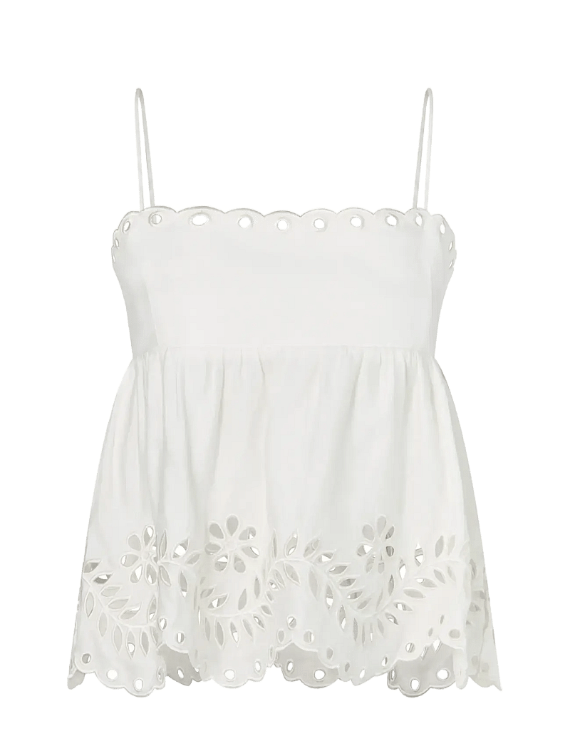 Malina - Carrie Broderie Anglaise Top - Ärmellose tops - white - 1