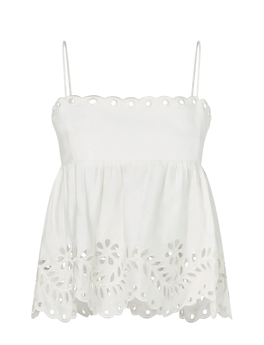 Malina - Carrie Broderie Anglaise Top - tanktops - white - 1