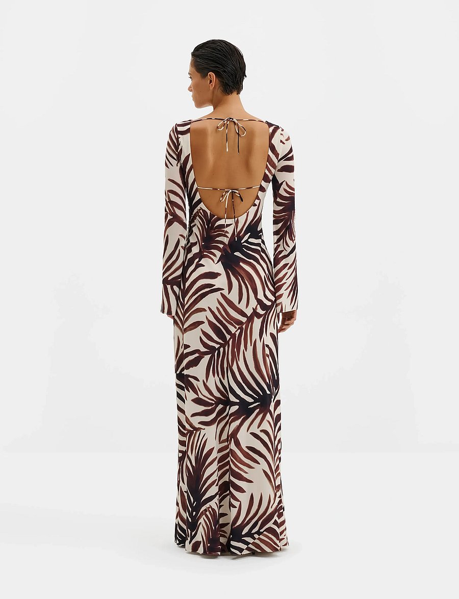Malina - Jennelie Open Back Chiffon Maxi Dress - maxi kjoler - burnt leaf - 2