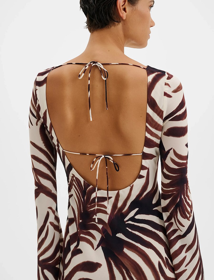 Malina - Jennelie Open Back Chiffon Maxi Dress - maxi kjoler - burnt leaf - 3