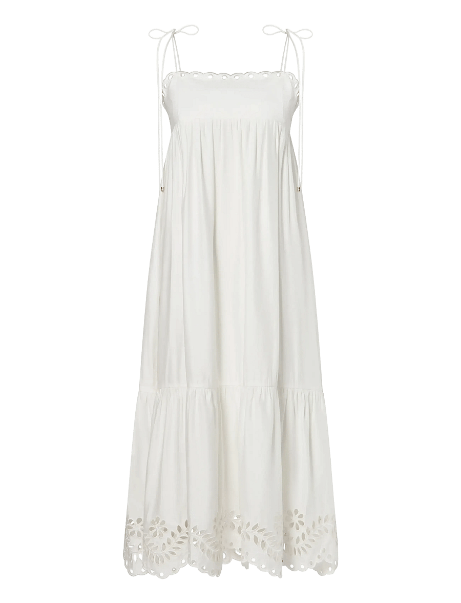 Malina - Vilda Broderie Anglaise Midi Dress - confirmation - white - 1