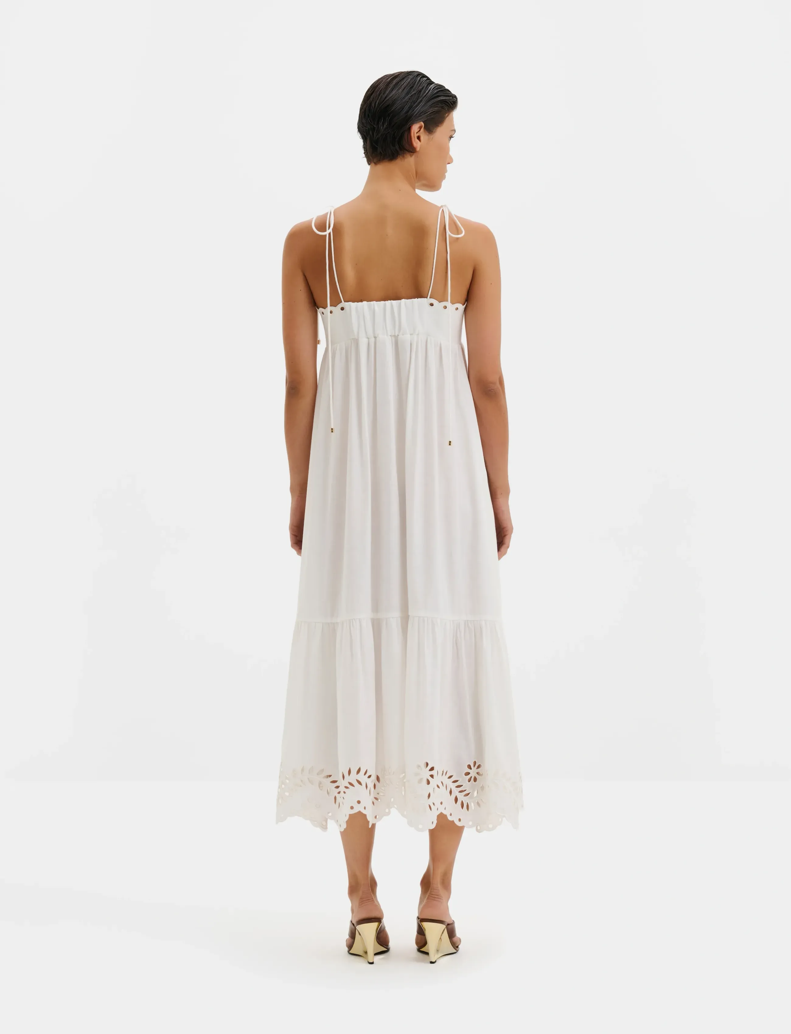 Malina - Vilda Broderie Anglaise Midi Dress - confirmation - white - 2