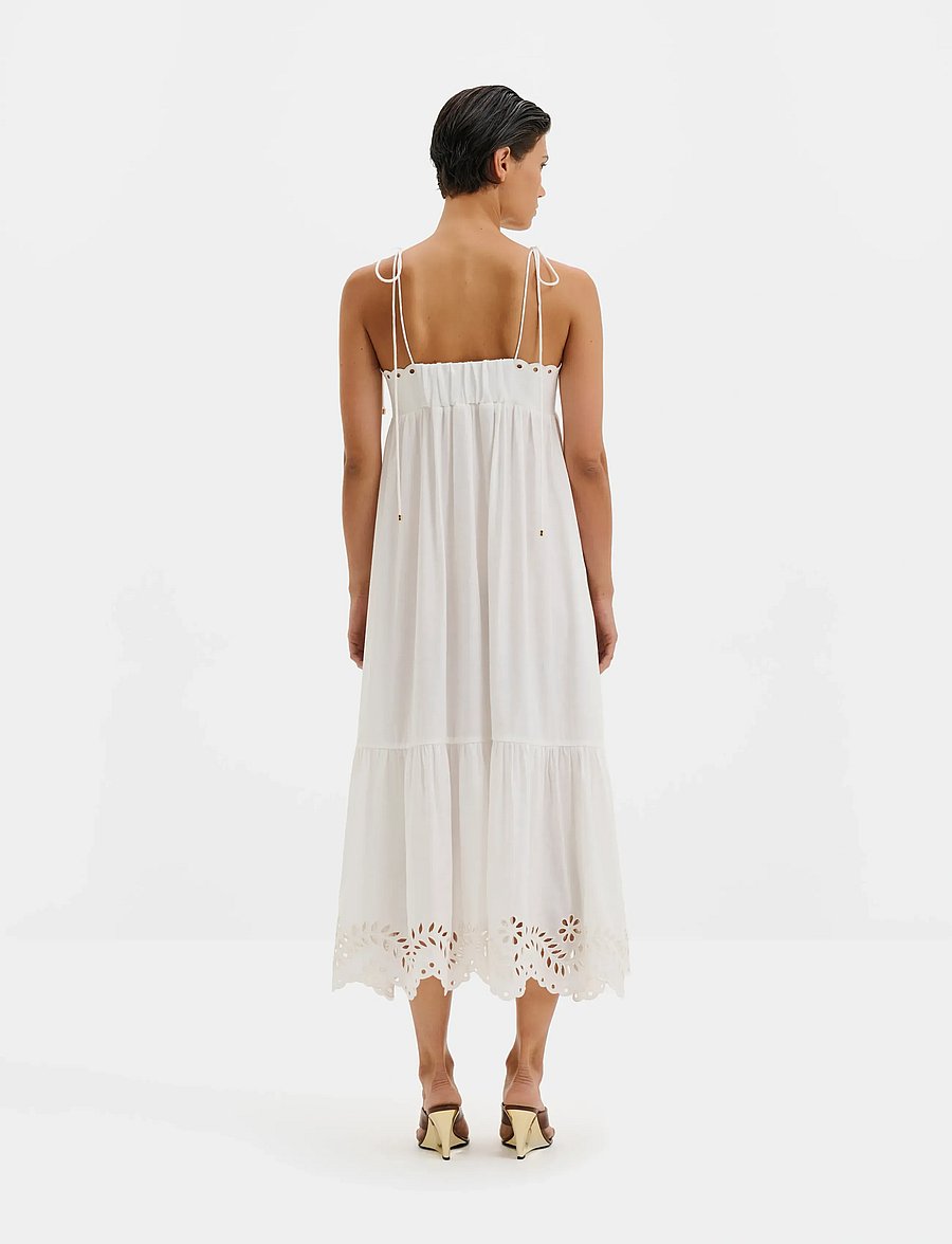 Malina - Vilda Broderie Anglaise Midi Dress - confirmation - white - 2