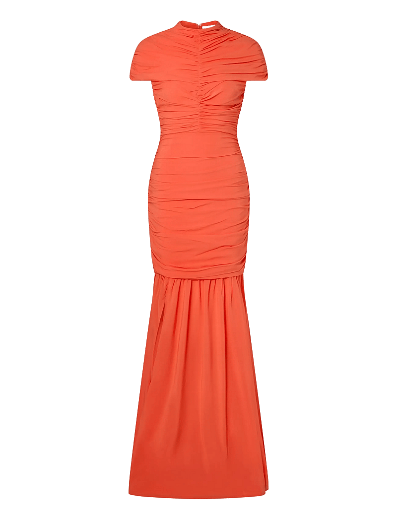Malina - Loana Draped Chiffon Maxi Dress - maxi dresses - coral - 1