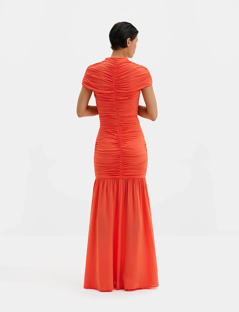 Malina - Loana Draped Chiffon Maxi Dress - maxi dresses - coral - 2
