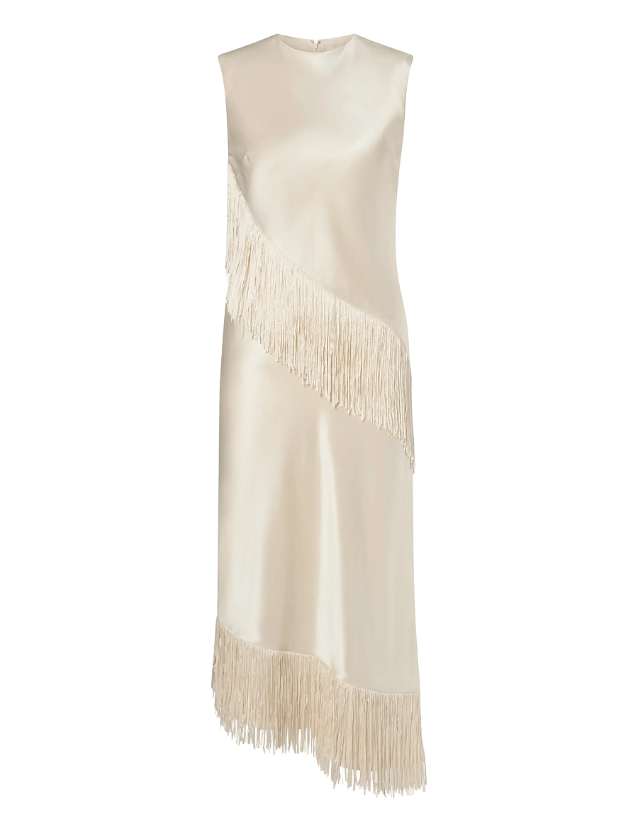 Malina - Lovis Fringe Detailed Midi Dress - robes midi - pearl - 1