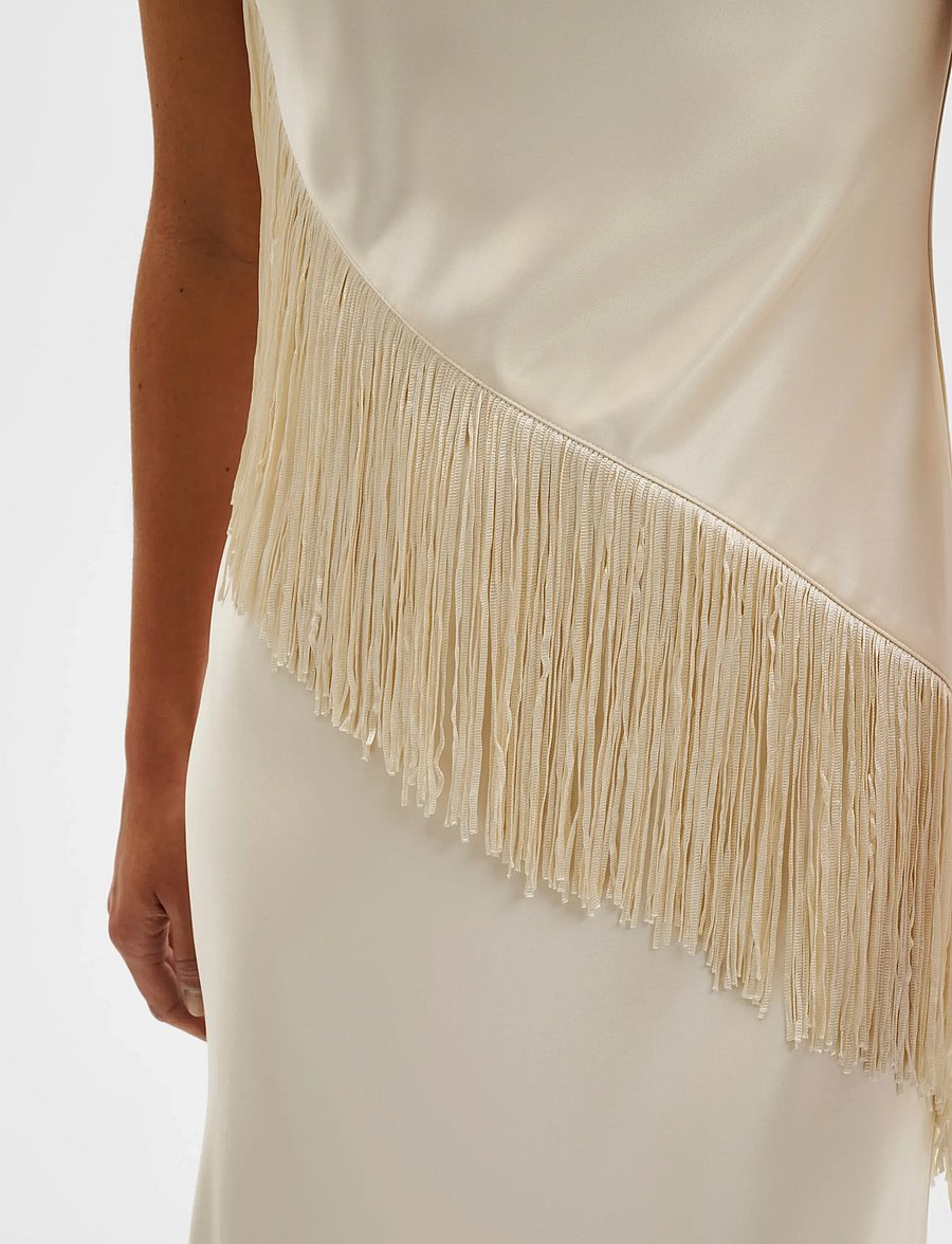 Malina - Lovis Fringe Detailed Midi Dress - robes midi - pearl - 3