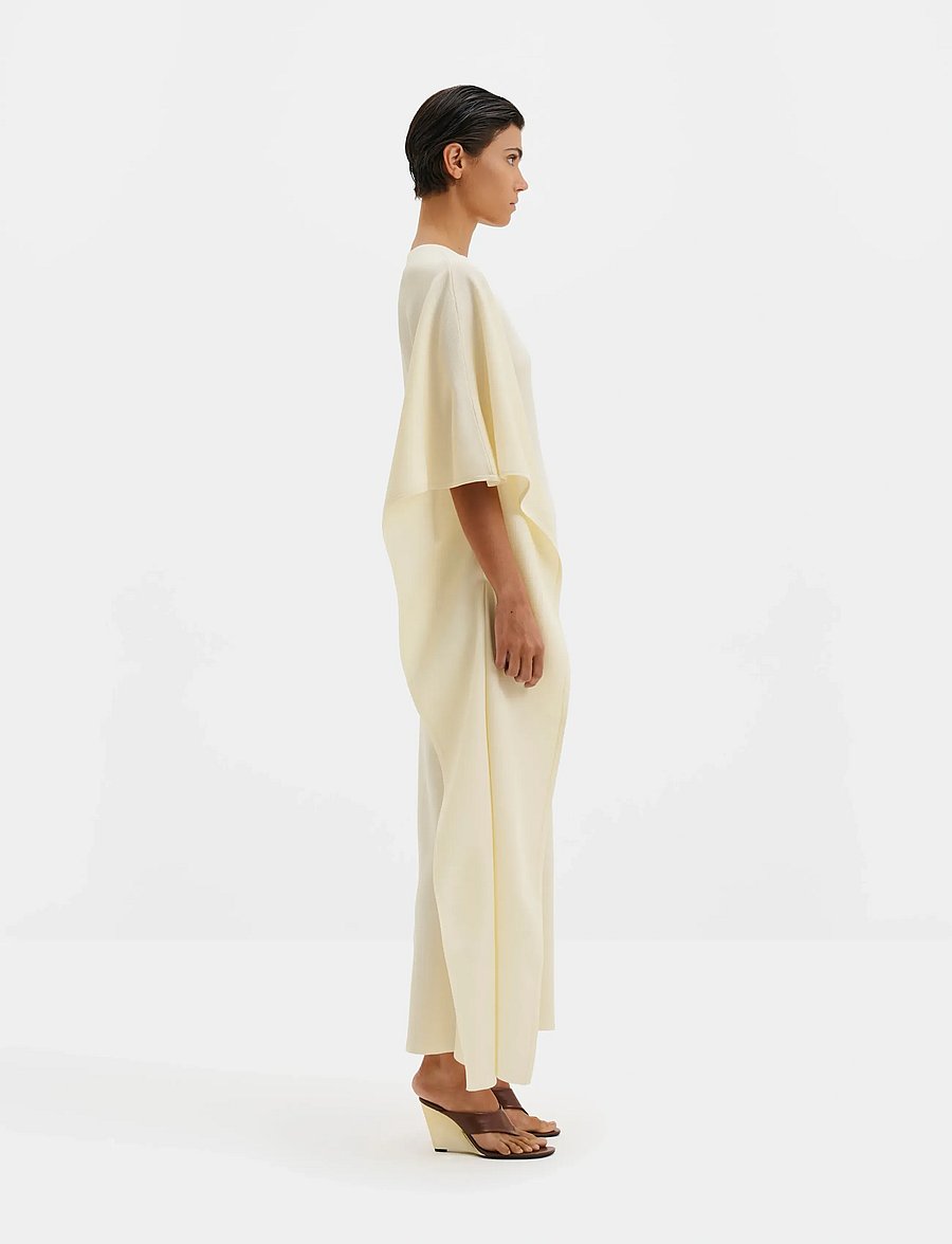Malina - Janna Knitted V-Neck Maxi Kaftan - strikkjoler - pearl - 2