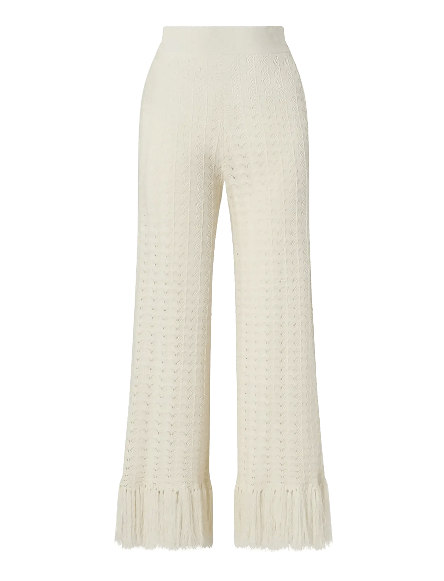 Malina - Alycia Knitted Fringe Pants - hosen mit weitem bein - white - 1