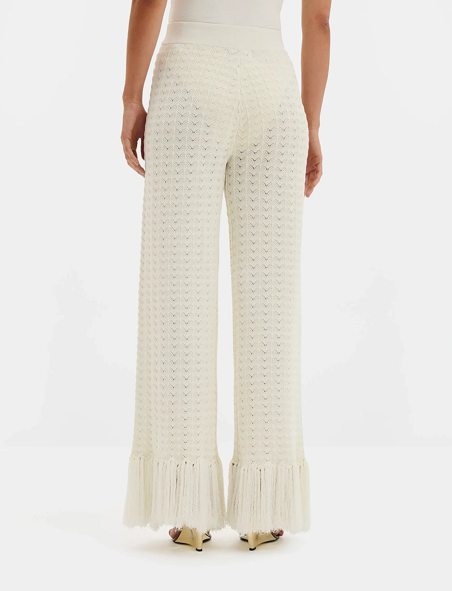 Malina - Alycia Knitted Fringe Pants - hosen mit weitem bein - white - 3