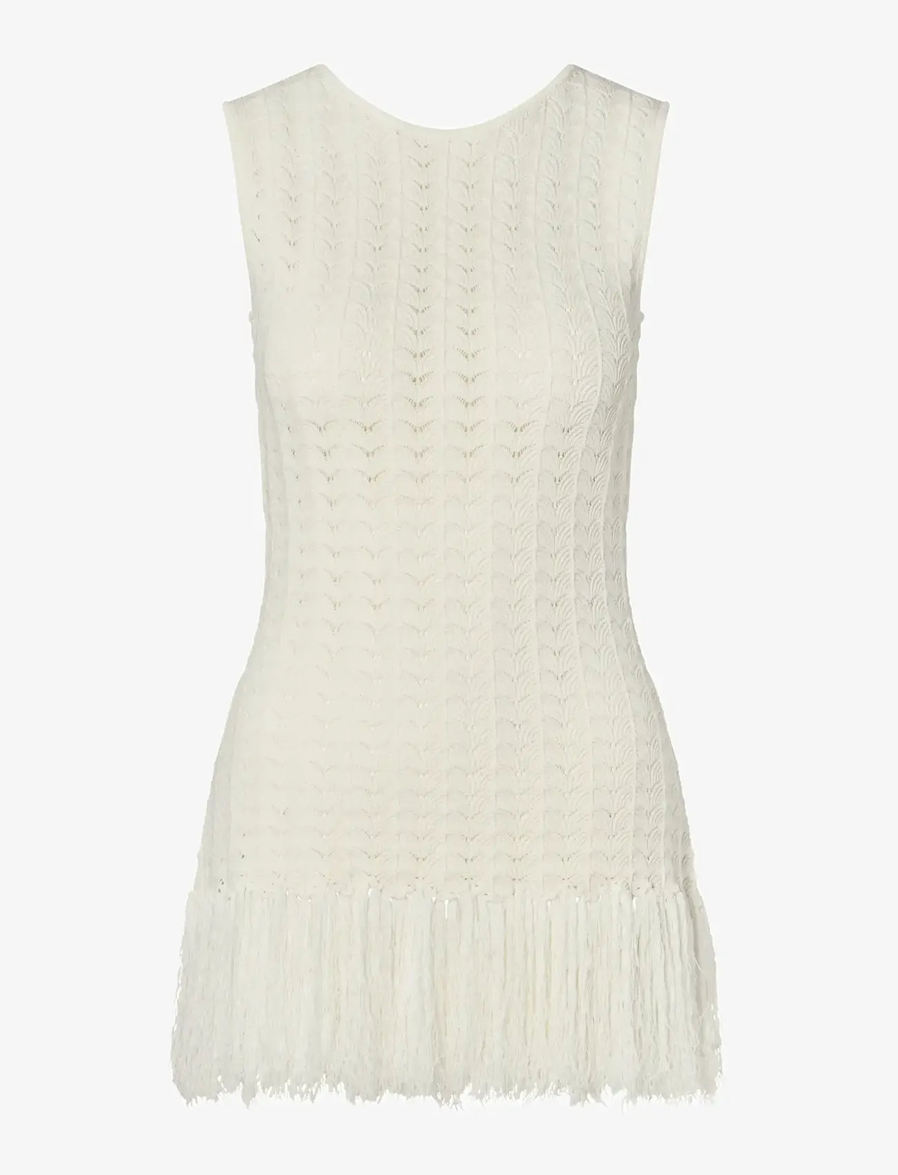 Malina - Amal Knitted Fringe Top - Ärmellose tops - white - 1