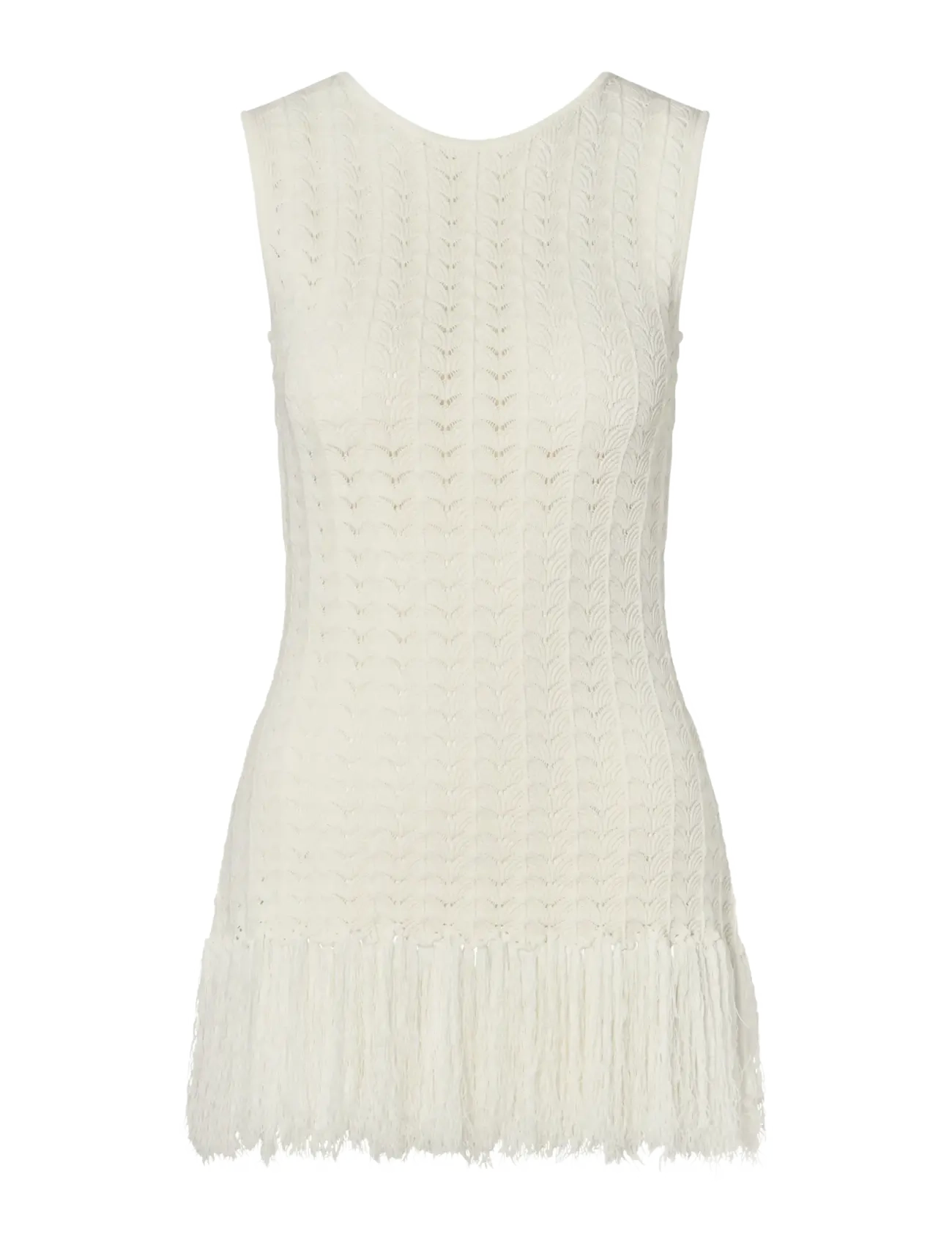 Malina Amal Knitted Fringe Top - Swedish brands - WHITE / white