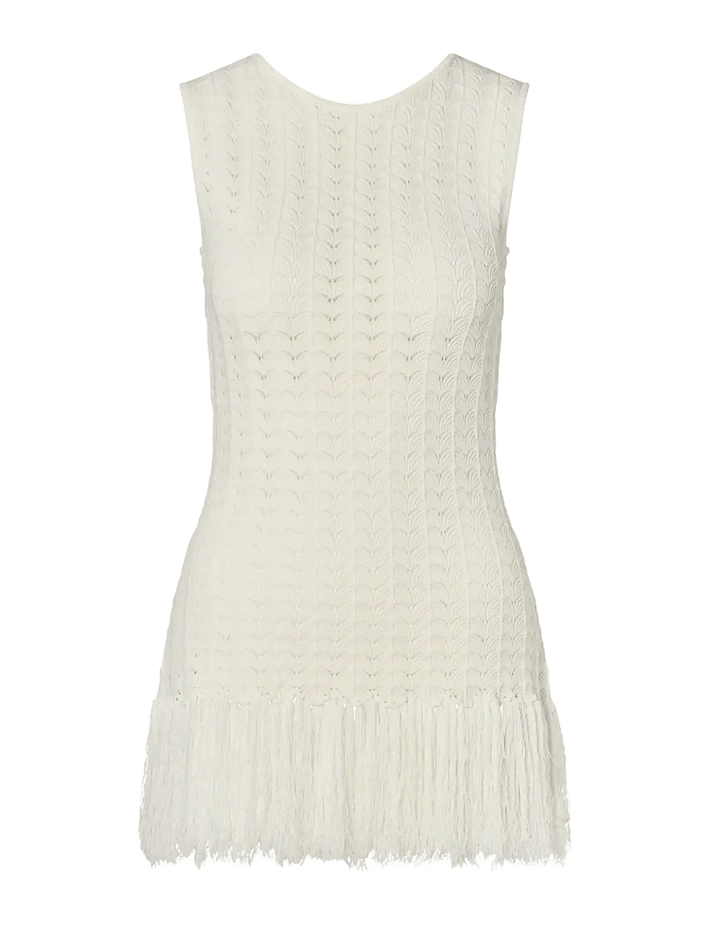 Malina - Amal Knitted Fringe Top - Ärmellose tops - white - 1
