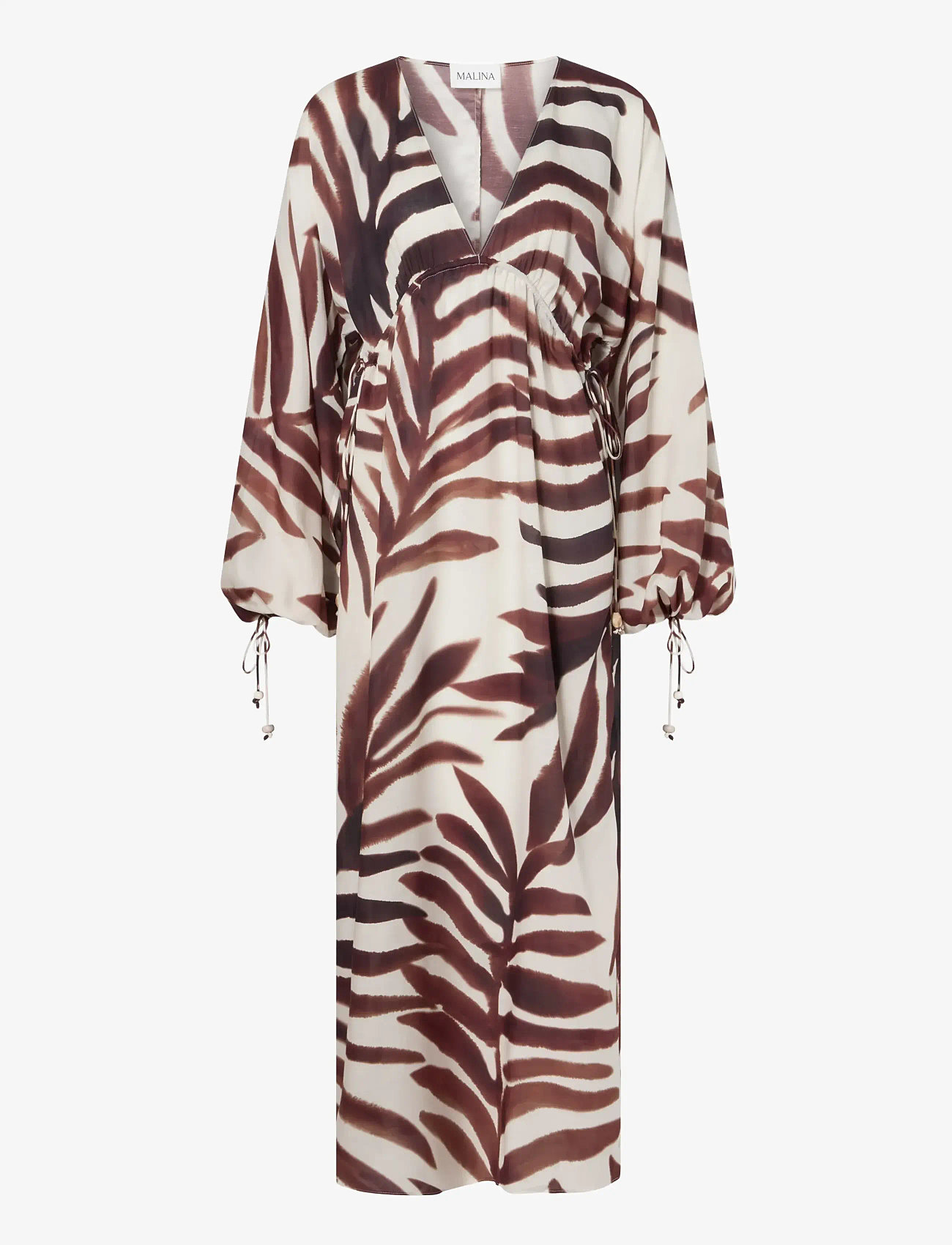 Malina - Joseline Sheer Drawstring Maxi Kaftan - maxi kjoler - burnt leaf - 1
