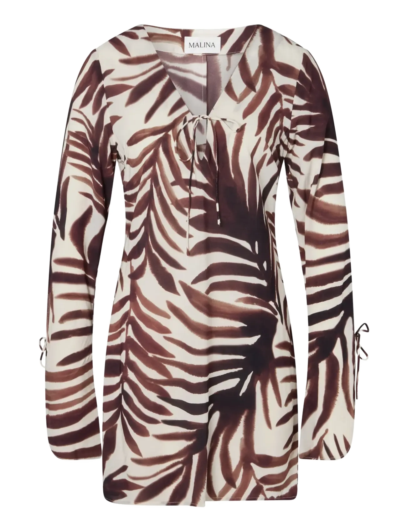 Malina - Fredrica Tie Detail Mini Dress - kurze kleider - burnt leaf - 1