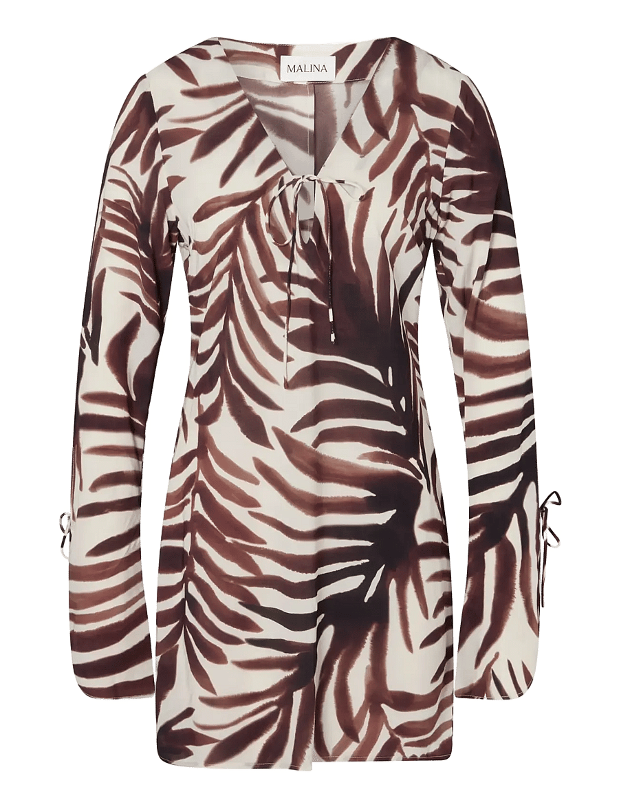 Malina - Fredrica Tie Detail Mini Dress - minikleidid - burnt leaf - 1