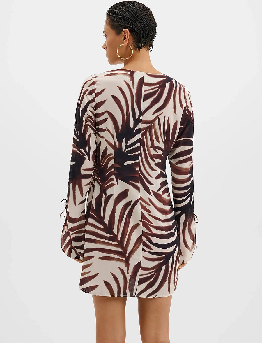 Malina - Fredrica Tie Detail Mini Dress - minikleidid - burnt leaf - 3