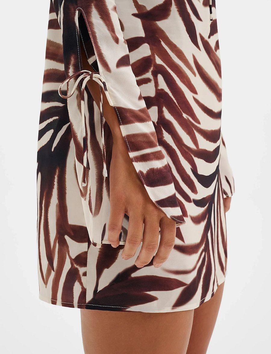 Malina - Fredrica Tie Detail Mini Dress - minikleidid - burnt leaf - 4