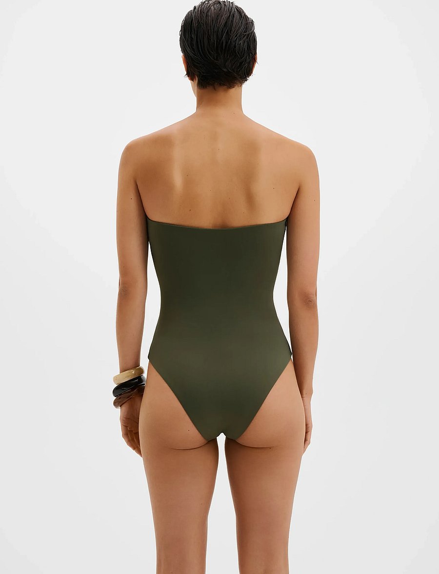 Malina - Milea Gold Embellished Bandeau Swimsuit - 1 pièces - dusty olive - 3