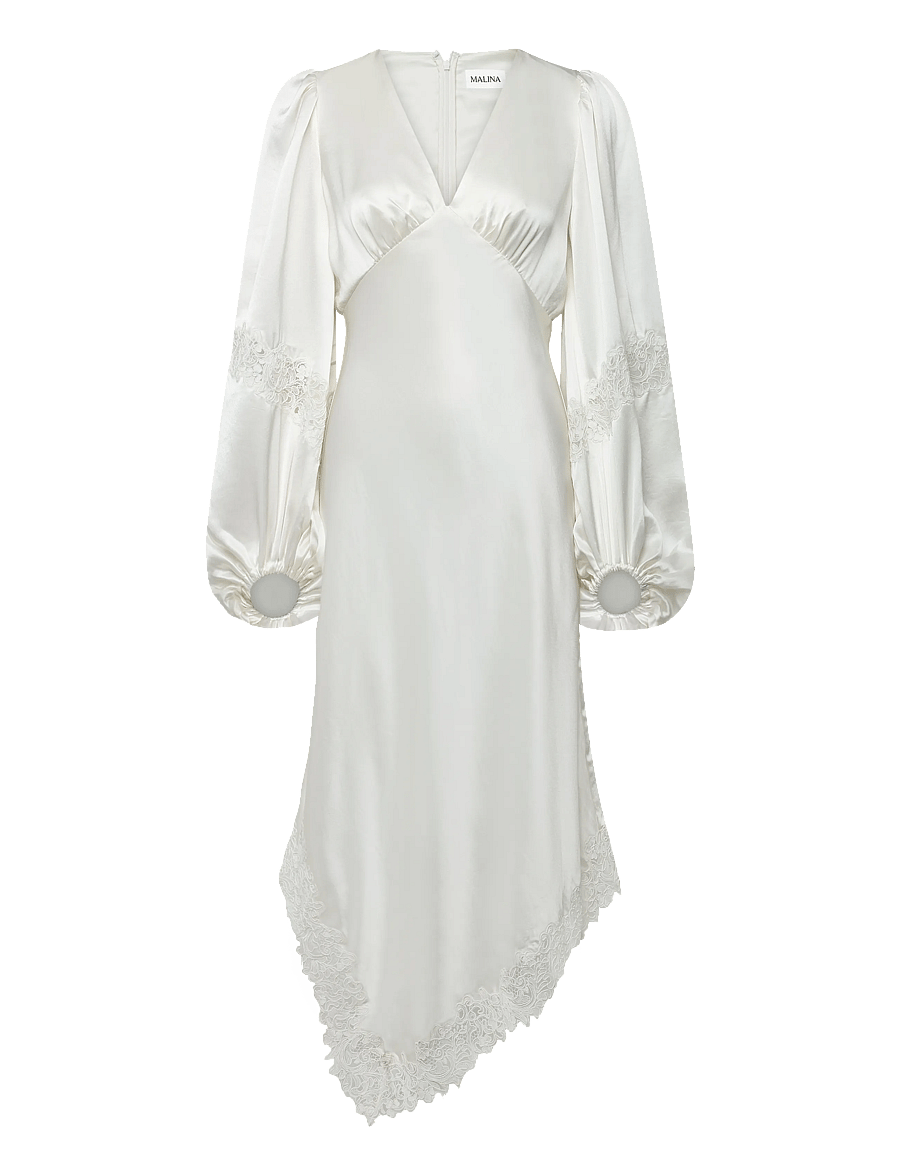 Malina - Seema Asymmetric Lace Hem Maxi Dress - abendkleider - cream - 1