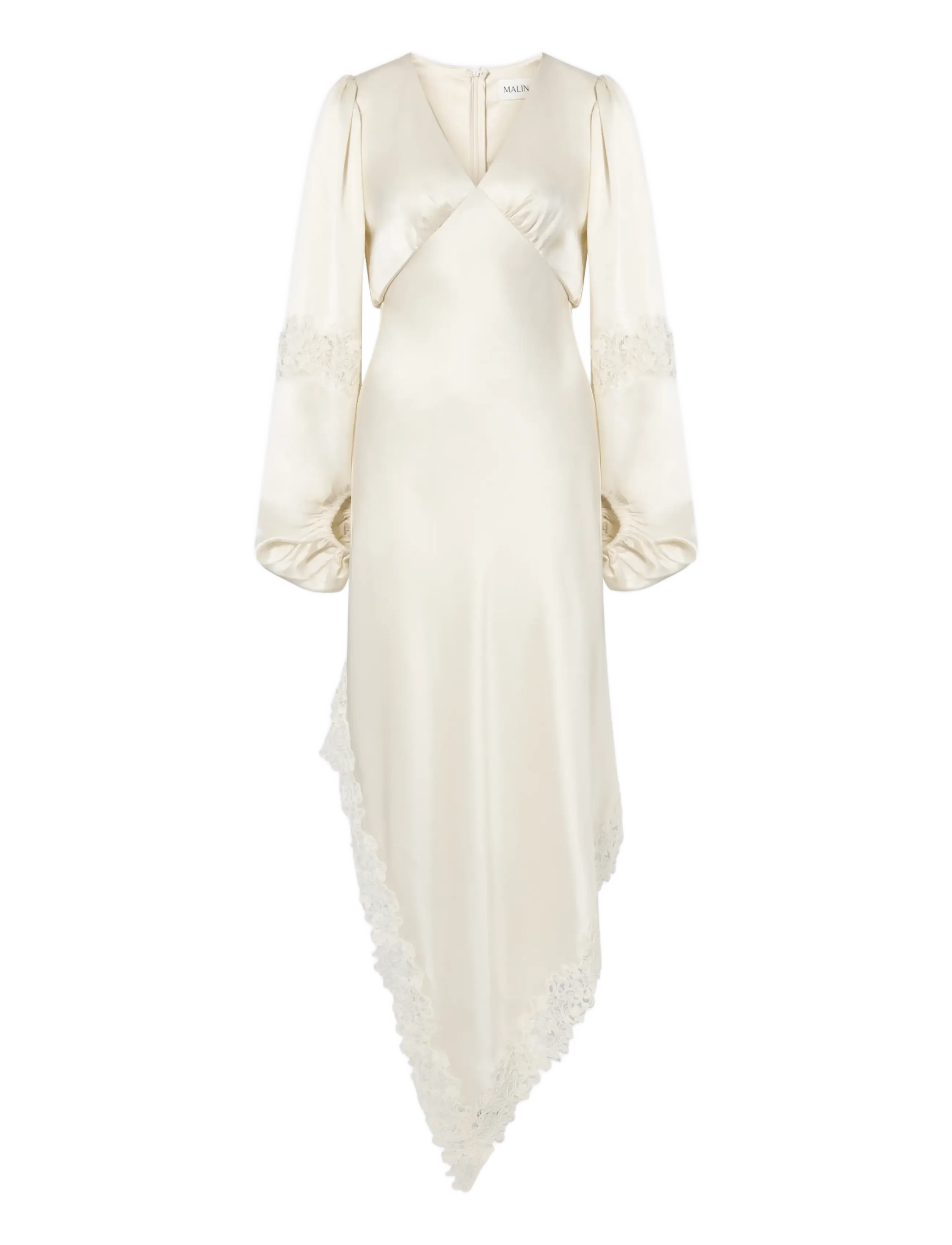 Malina - Seema Asymmetric Lace Hem Maxi Dress - cream - 1