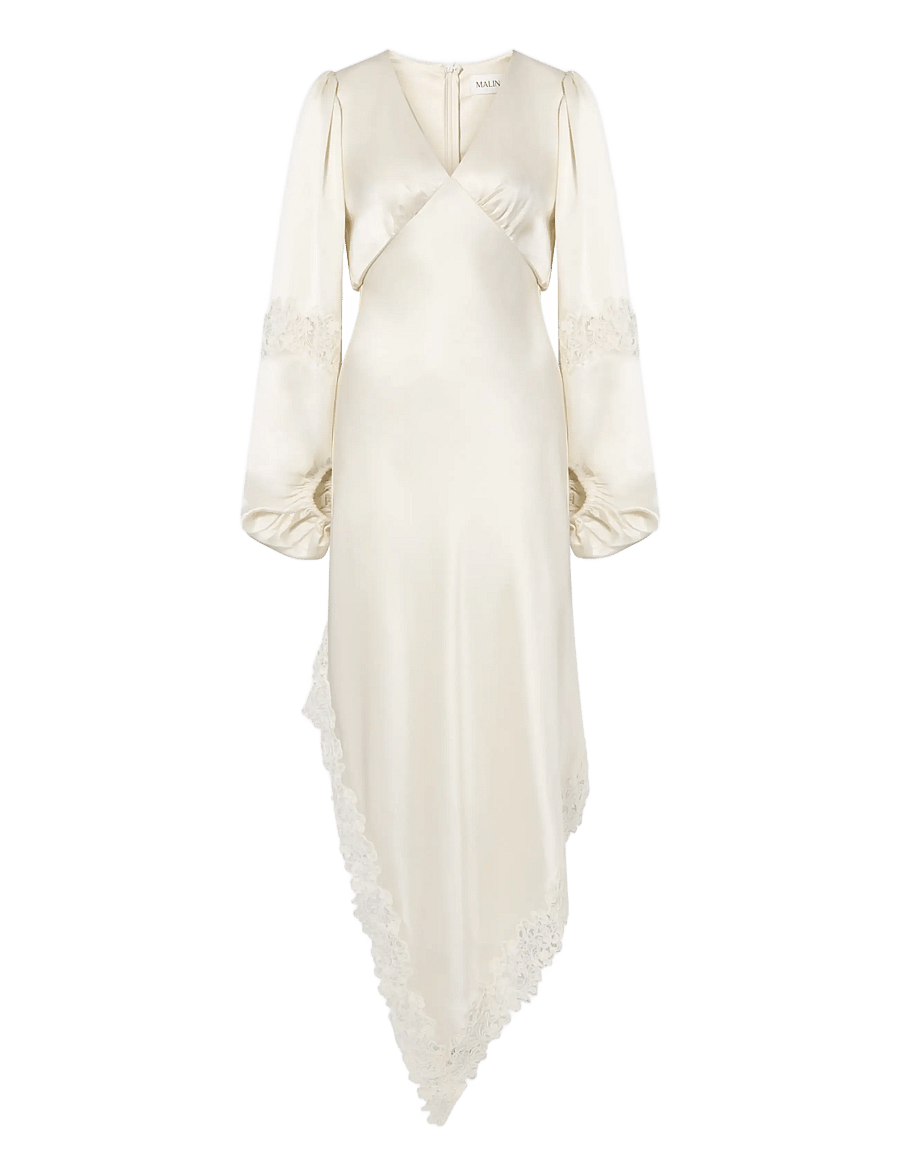 Malina - Seema Asymmetric Lace Hem Maxi Dress - cream - 1