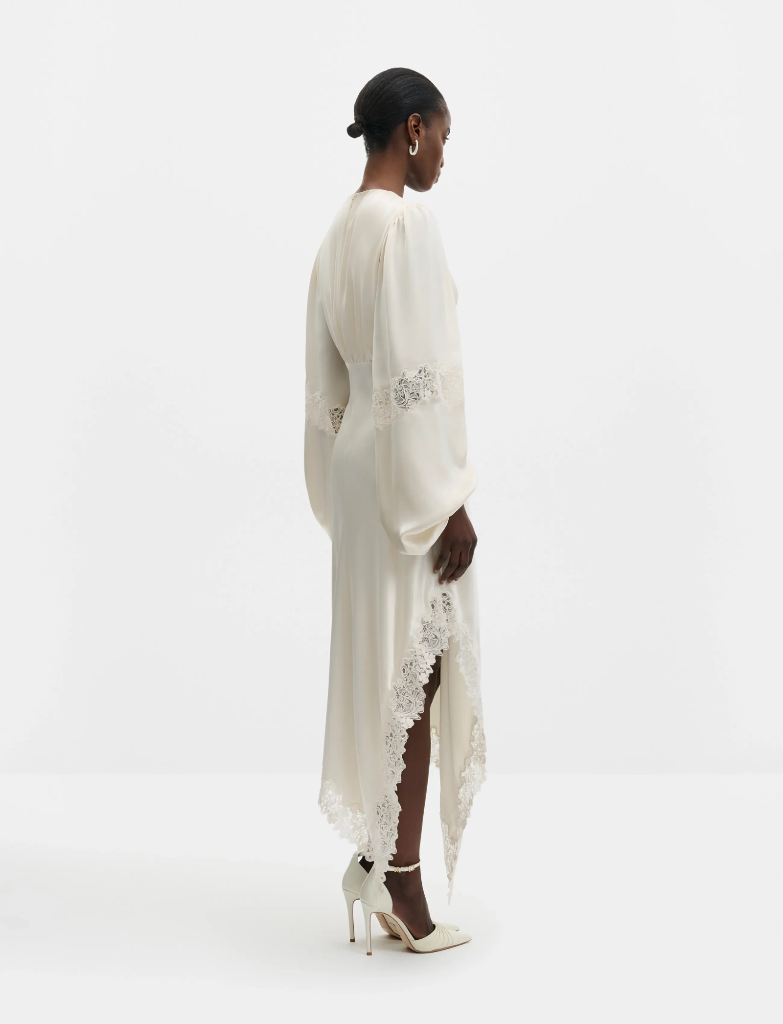 Malina - Seema Asymmetric Lace Hem Maxi Dress - cream - 2