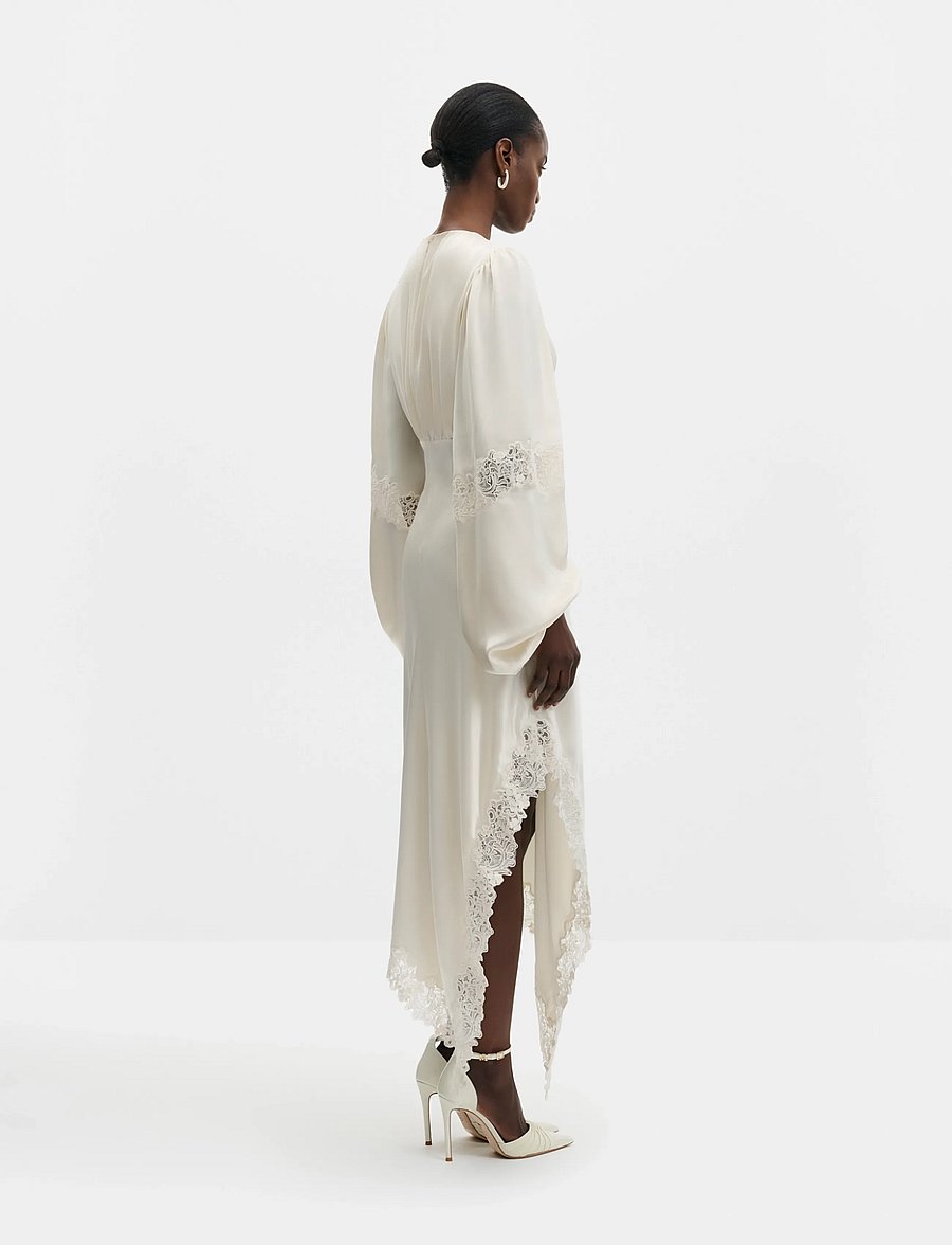 Malina - Seema Asymmetric Lace Hem Maxi Dress - cream - 2