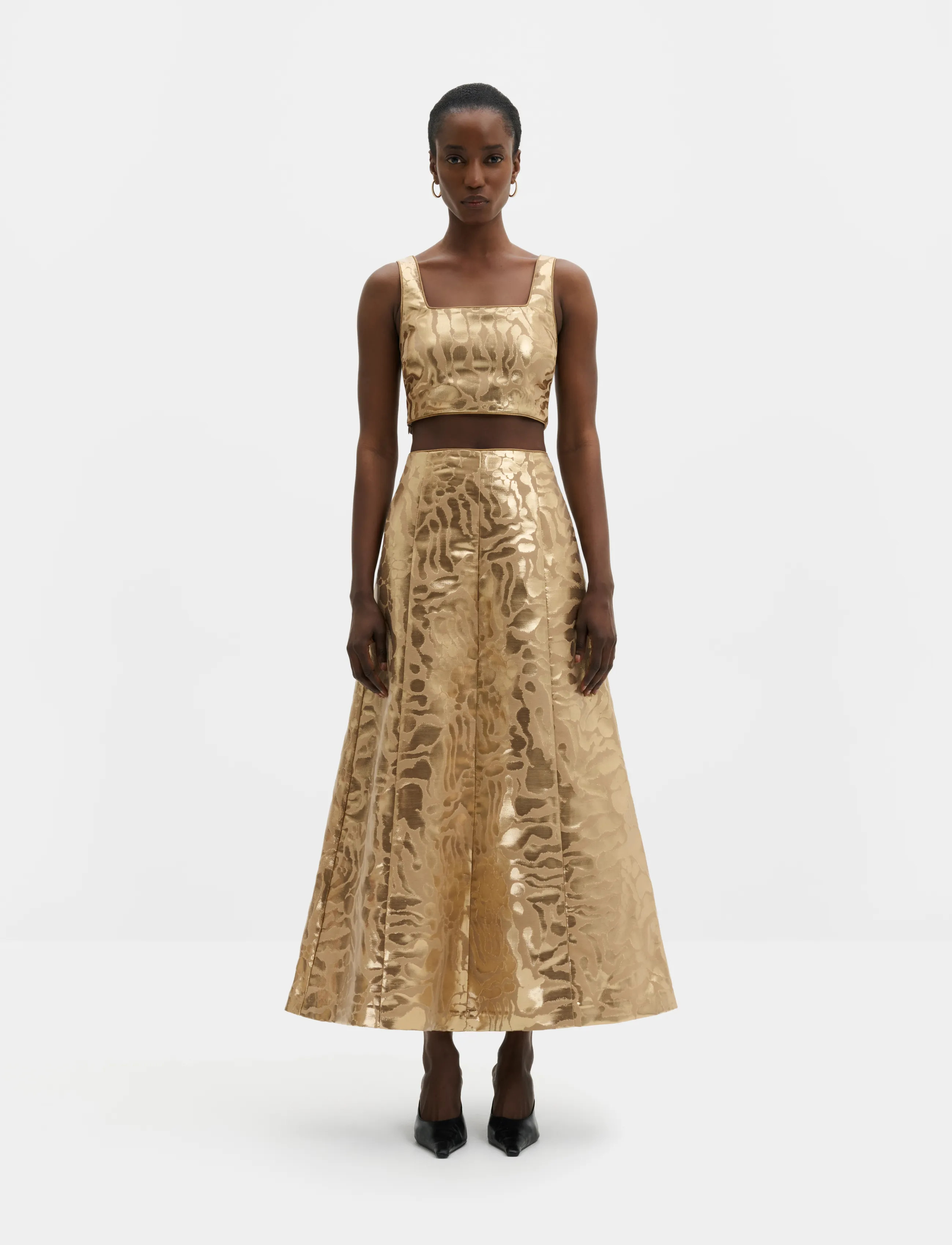 Malina Meline Jacquard Midi Skirt - Kjolar - SAVANNAH METALLIC / gold