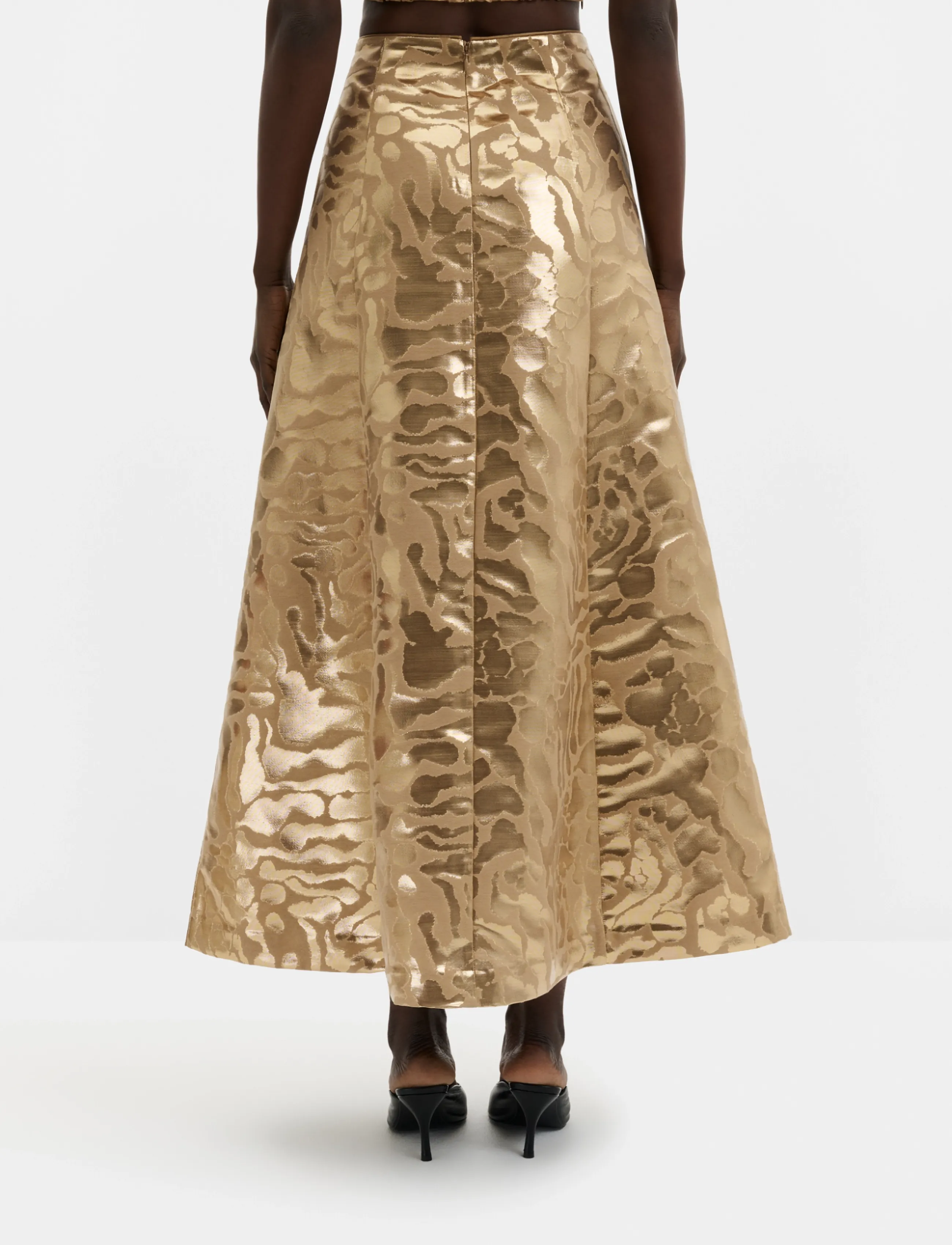 Malina - Meline Jacquard Midi Skirt - midiseelikud - savannah metallic - 2