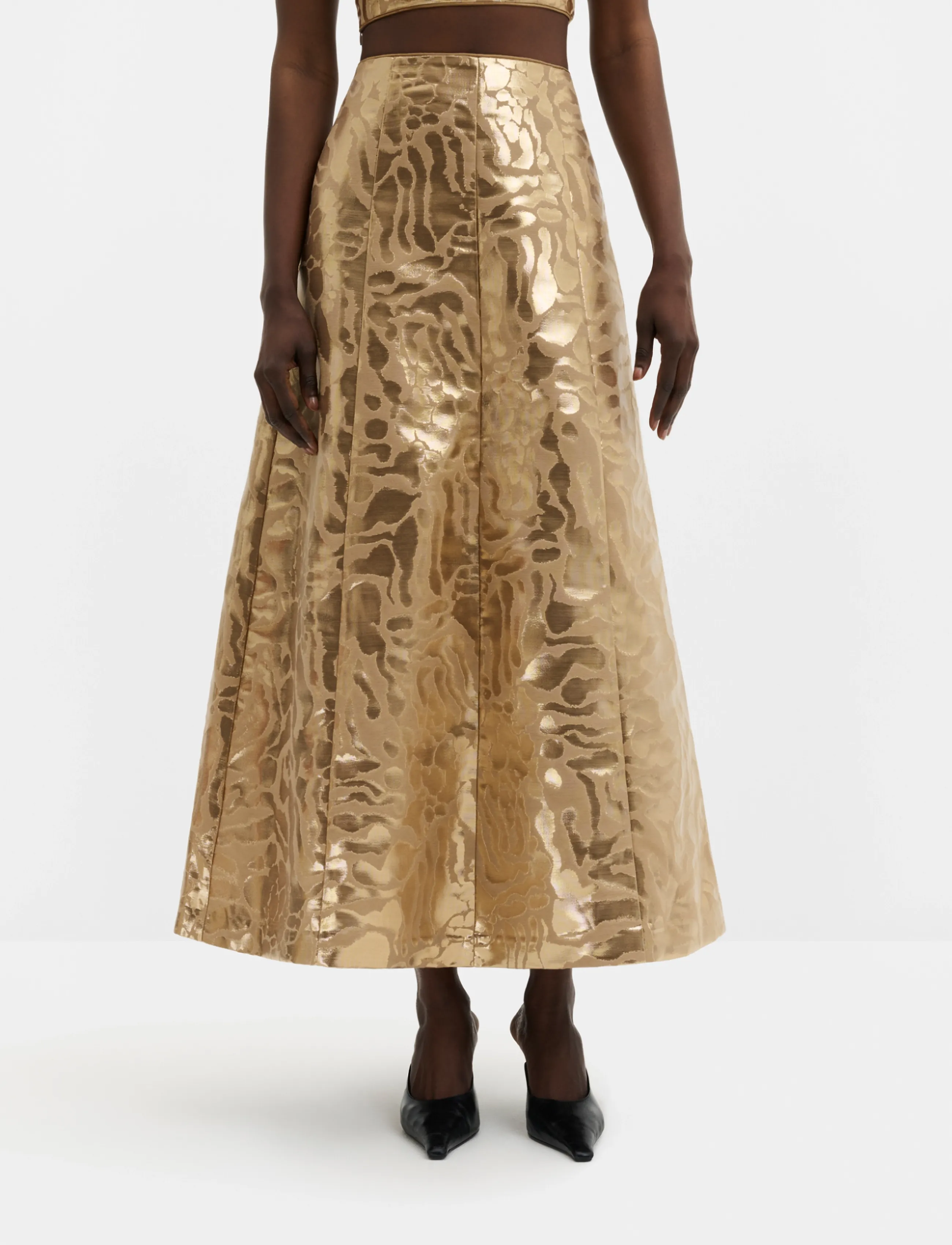 Malina - Meline Jacquard Midi Skirt - midiseelikud - savannah metallic - 3