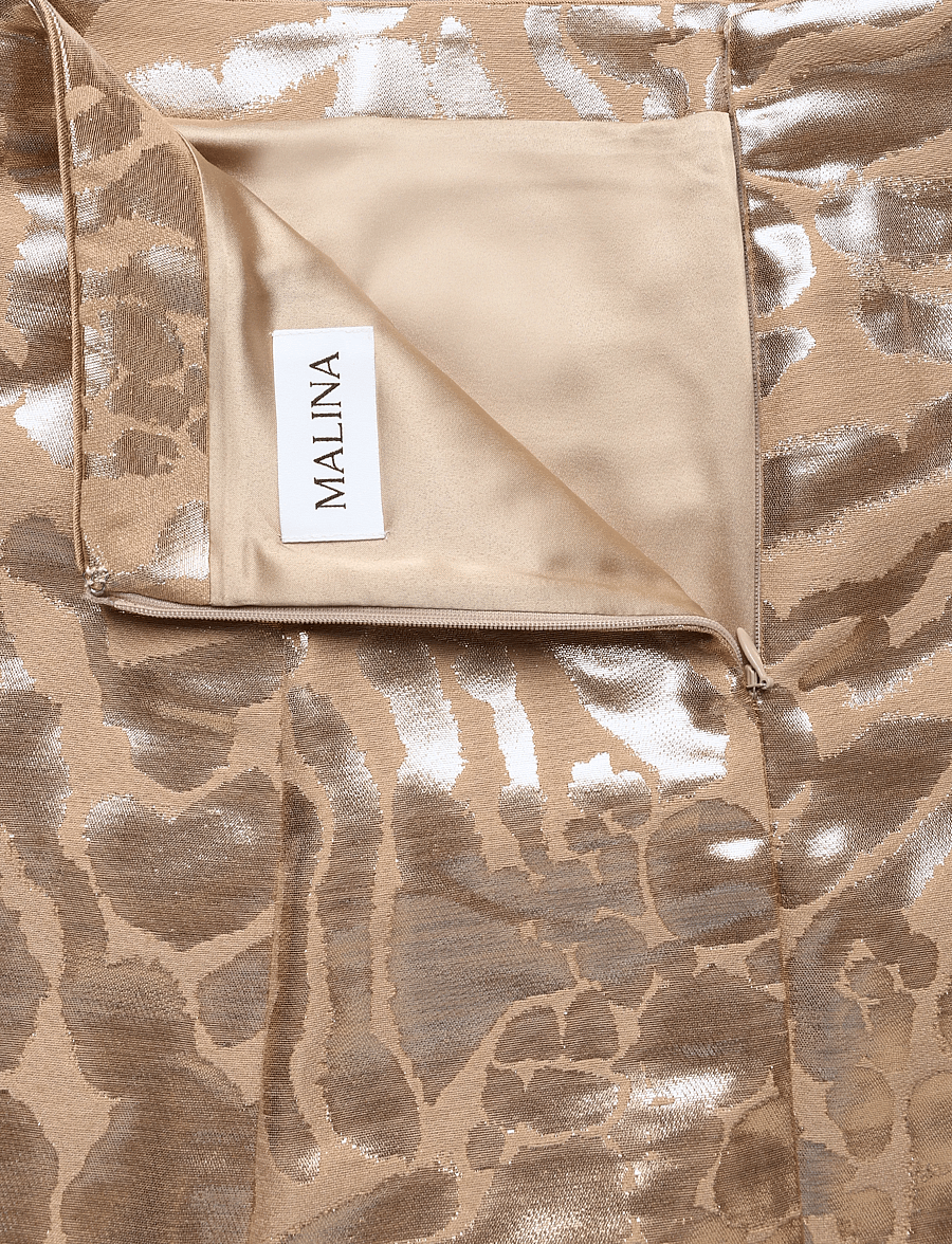 Malina - Meline Jacquard Midi Skirt - midiseelikud - savannah metallic - 5