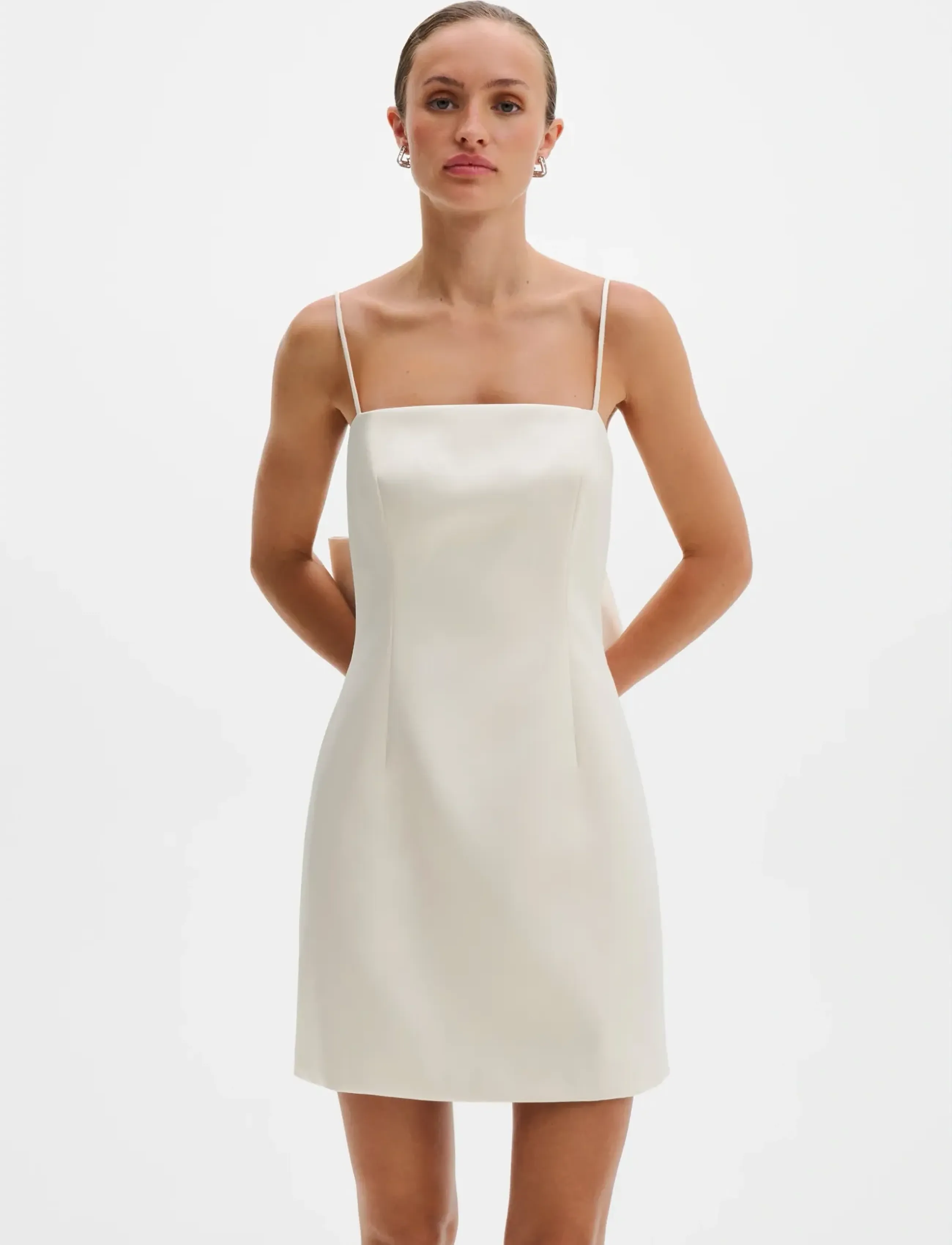Malina Florinna Slip Bow Mini Dress - Short Dresses - VANILLA / cream