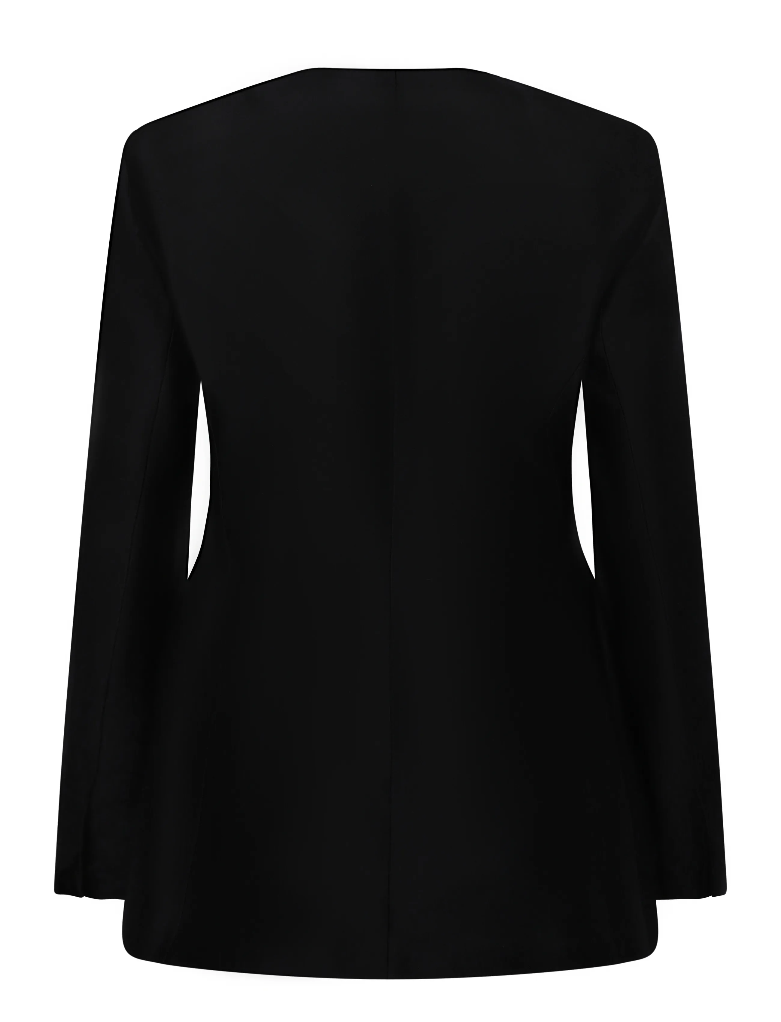 Malina - Carol Collarless Wool-Silk Evening Blazer - einreihige blazer - black - 2
