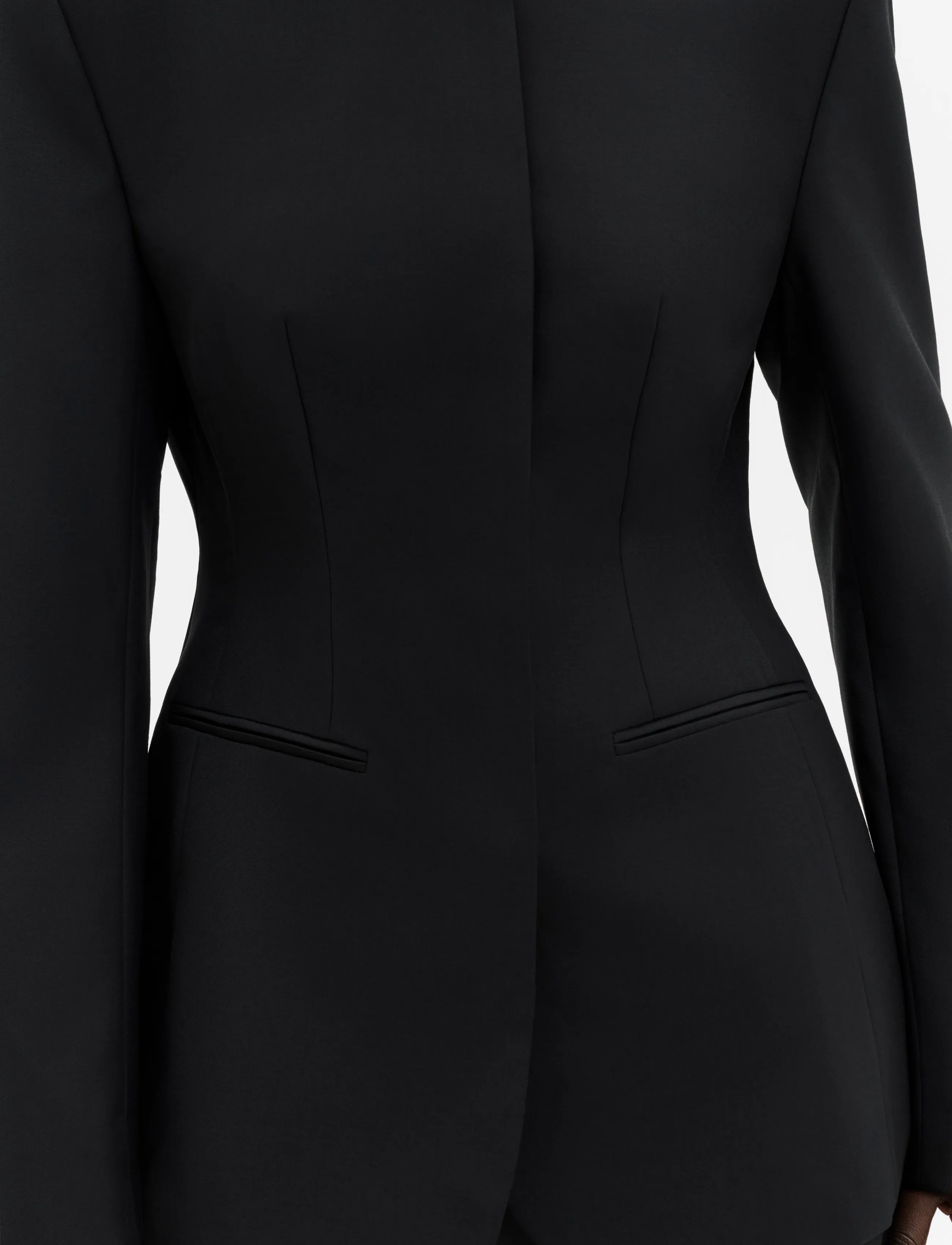 Malina - Carol Collarless Wool-Silk Evening Blazer - einreihige blazer - black - 4