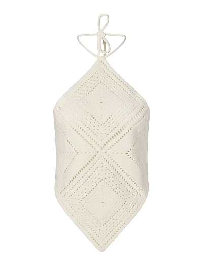 Malina Lia Halterneck Crochet Top - Crop tops - VANILLA / cream